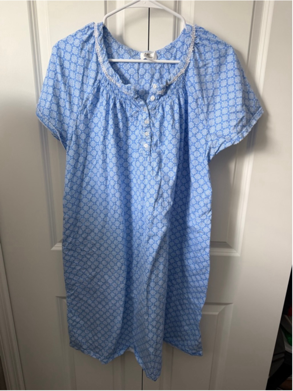 Aria Collection Blue & White Floral Pajama Nightgown XL